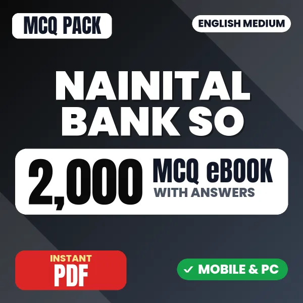 Nainital Bank Specialist Officer Exam – 2000 MCQ eBook with Answers | English Medium PDF Download