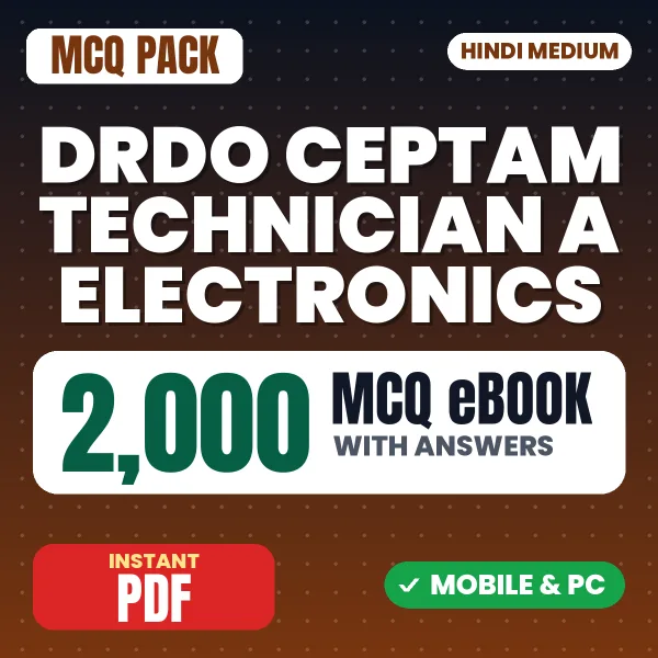 DRDO CEPTAM Technician A (Electronics) Exam Tier 1 – 2000 MCQ eBook with Answers | Hindi Medium PDF Download