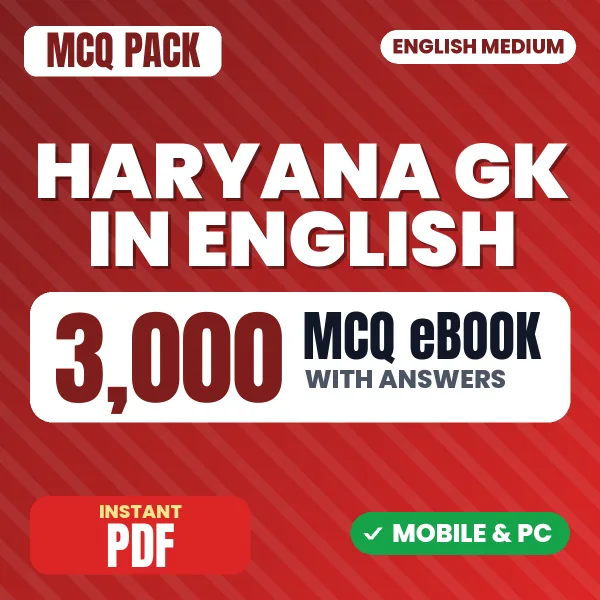 Haryana General Knowledge – 3000 MCQ eBook with Answers | English Medium PDF Download
