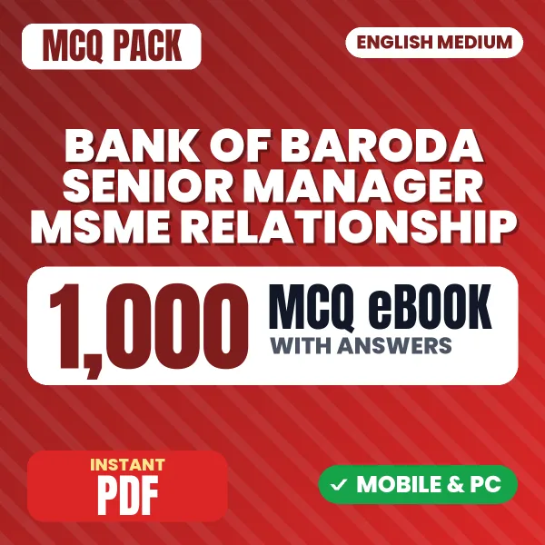 Bank of Baroda Senior Manager (MSME Relationship) Exam – 1000 MCQ eBook with Answers | English Medium PDF Download