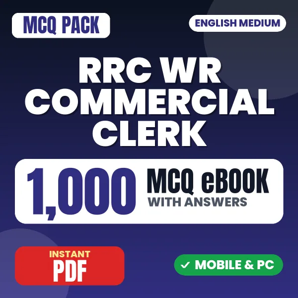 RRC WR Commercial Clerk Exam – 1000 MCQ eBook with Answers | English Medium PDF Download