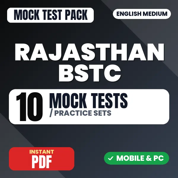 Rajasthan BSTC Pre DELEd Hindi Exam – 10 Mock Tests / Practice Sets | English Medium PDF Download