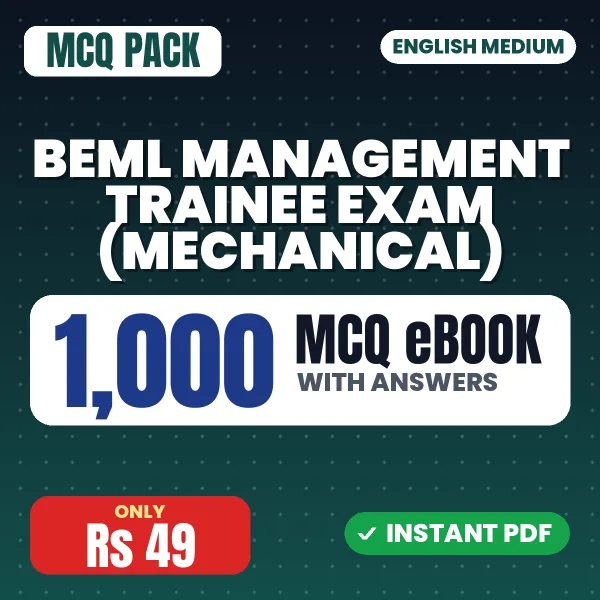 BEML Management Trainee Exam (Mechanical) – 1000 MCQ eBook with Answers | English Medium PDF Download
