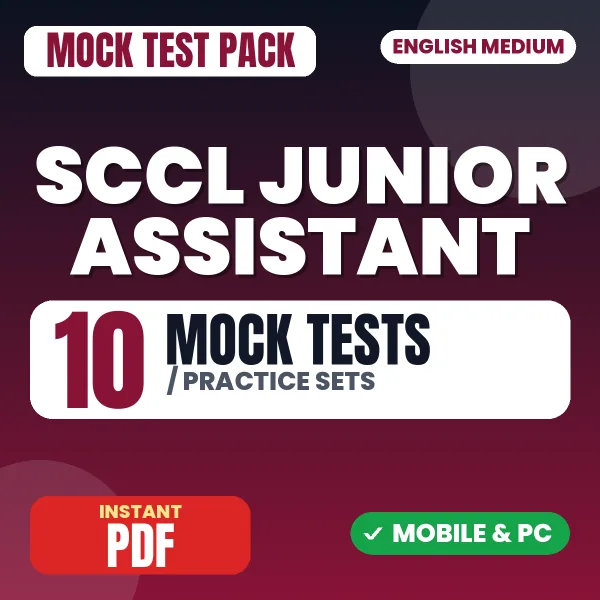 SCCL Junior Assistant Exam – 10 Mock Tests / Practice Sets | English Medium PDF Download