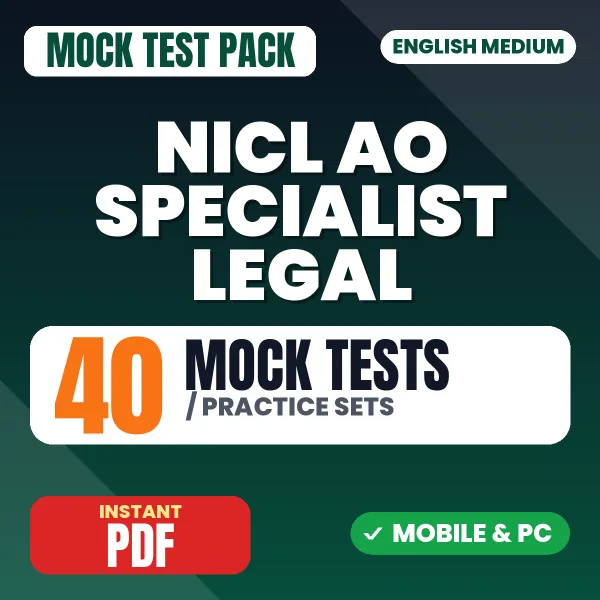 NICL Administrative Officer Specialist (Legal) (Prelims) Exam – 40 Mock Tests / Practice Sets | English Medium PDF Download