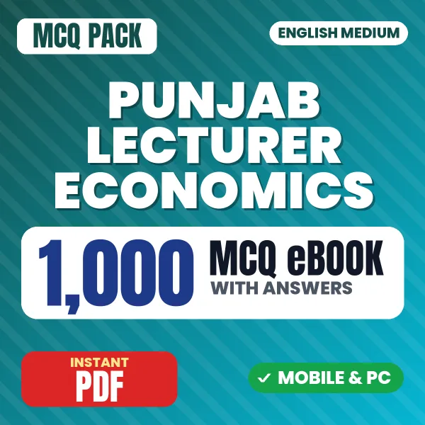 Punjab Lecturer Economics (Paper 2) Exam – 1000 MCQ eBook with Answers | English Medium PDF Download