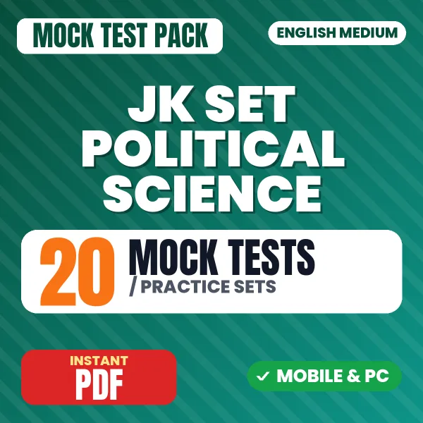 JK SET Political Science Exam Paper 2 – 20 Mock Tests / Practice Sets | English Medium PDF Download