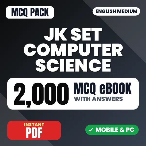 JK SET Computer Science (Paper 2) Exam – 2000 MCQ eBook with Answers | English Medium PDF Download