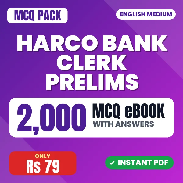 HARCO Bank Clerk Prelims Exam – 2000 MCQ eBook with Answers | English Medium PDF Download