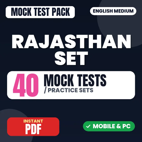 Rajasthan SET (Paper 1) Exam – 40 Mock Tests / Practice Sets | English Medium PDF Download