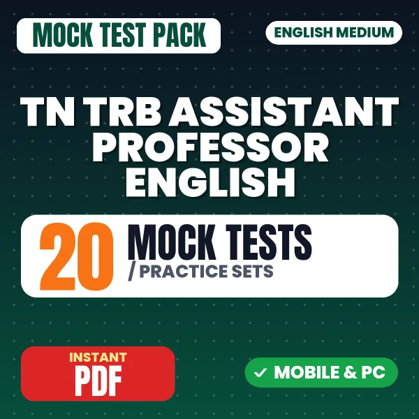 TN TRB Assistant Professor English Exam – 20 Mock Tests / Practice Sets | English Medium PDF Download