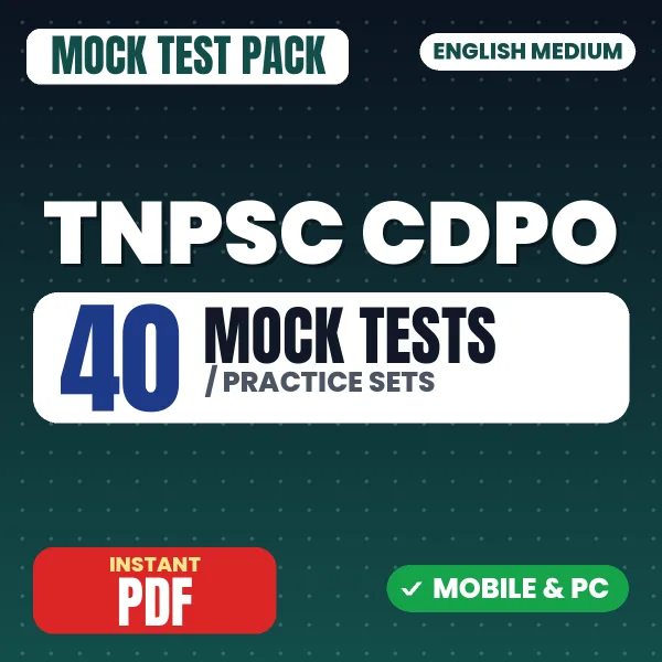 TNPSC CDPO Paper 2 Exam – 40 Mock Tests / Practice Sets | English Medium PDF Download