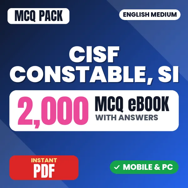 CISF Constable, SI Exam – 2000 MCQ eBook with Answers | English Medium PDF Download