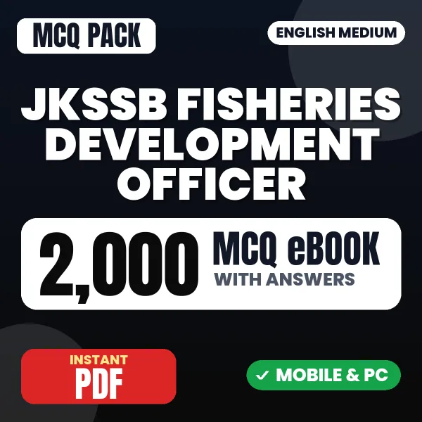 JKSSB Fisheries Development Officer Exam – 2000 MCQ eBook with Answers | English Medium PDF Download