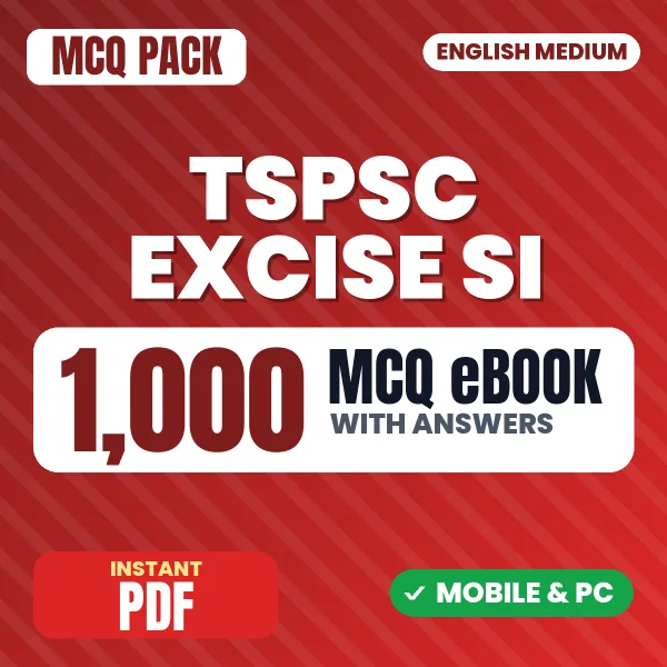 TSPSC Excise SI Exam Paper 1 – 1000 MCQ eBook with Answers | English Medium PDF Download