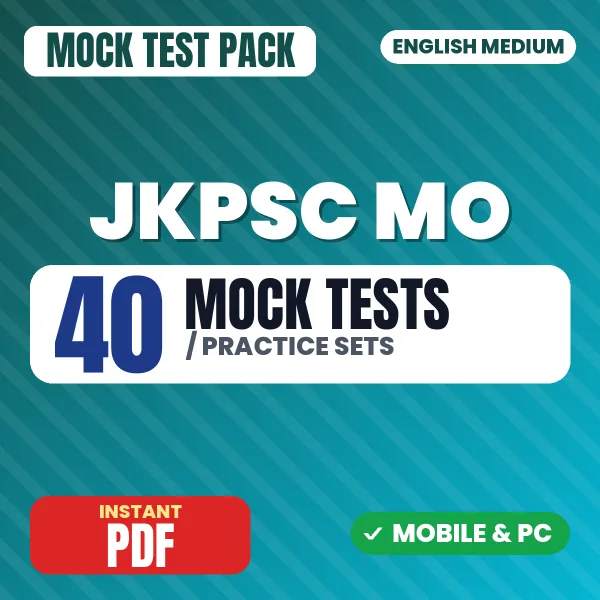 JKPSC Medical Officer Exam – 40 Mock Tests / Practice Sets | English Medium PDF Download