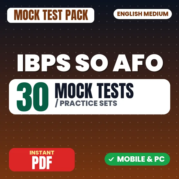 IBPS SO Agriculture Field Officer Prelims Exam – 30 Mock Tests / Practice Sets | English Medium PDF Download