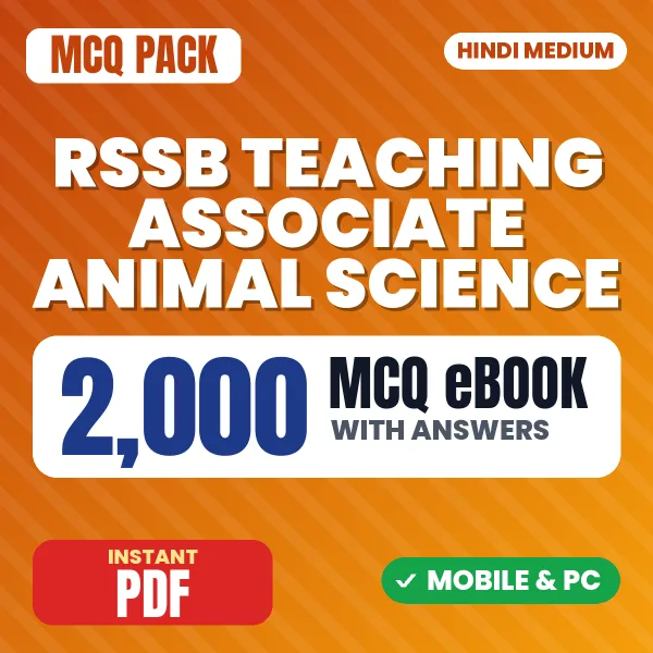 RSSB Teaching Associate (Animal Science) Exam Paper 1 – 2000 MCQ eBook with Answers | Hindi Medium PDF Download