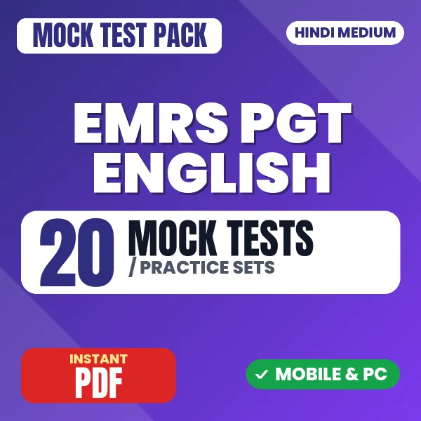 EMRS PGT English Preliminary Exam Tier 1 – 20 Mock Tests / Practice Sets | Hindi Medium PDF Download