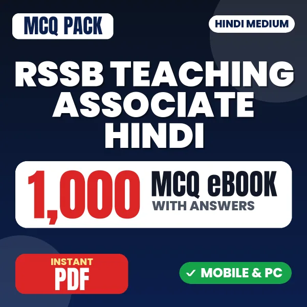 RSSB Teaching Associate (Hindi) Exam Paper 1 – 1000 MCQ eBook with Answers | Hindi Medium PDF Download