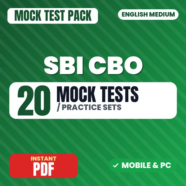 SBI Circle Based Officer Test A Exam – 20 Mock Tests / Practice Sets | English Medium PDF Download