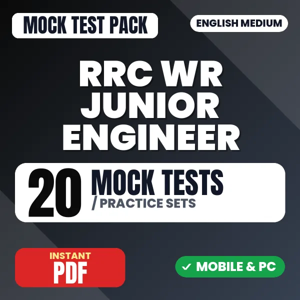 RRC WR Junior Engineer Exam Stage I – 20 Mock Tests / Practice Sets | English Medium PDF Download