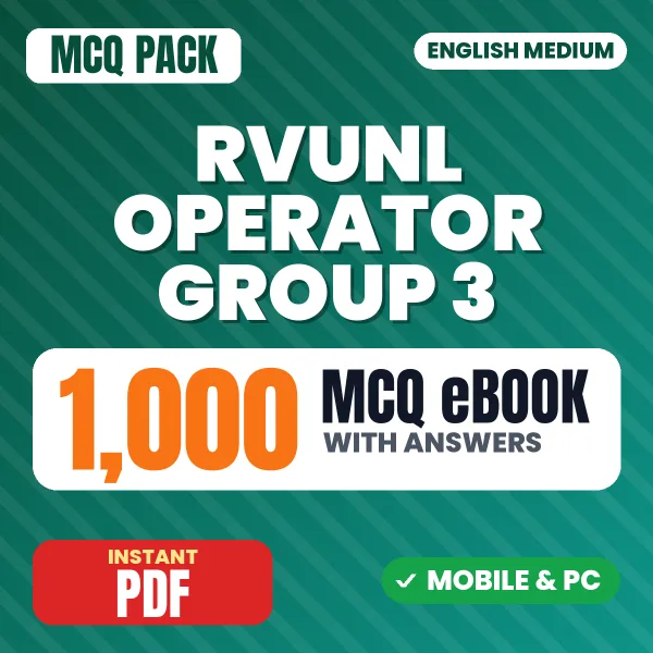 RVUNL Operator (Group 3) Prelims Exam – 1000 MCQ eBook with Answers | English Medium PDF Download