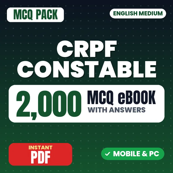 CRPF Constable Exam – 2000 MCQ eBook with Answers | English Medium PDF Download