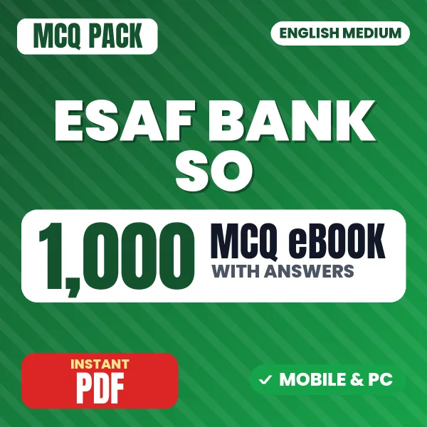 ESAF Bank SO Exam – 1000 MCQ eBook with Answers | English Medium PDF Download