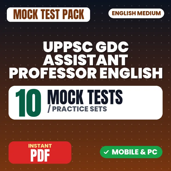 UPPSC GDC Assistant Professor (English) Exam – 10 Mock Tests / Practice Sets | English Medium PDF Download