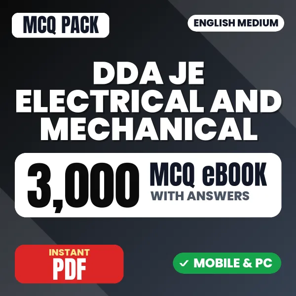 DDA JE Stage- I (Electrical) Exam – 3000 MCQ eBook with Answers | English Medium PDF Download
