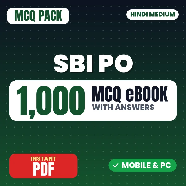 SBI PO Prelims Exam – 1000 MCQ eBook with Answers | Hindi Medium PDF Download