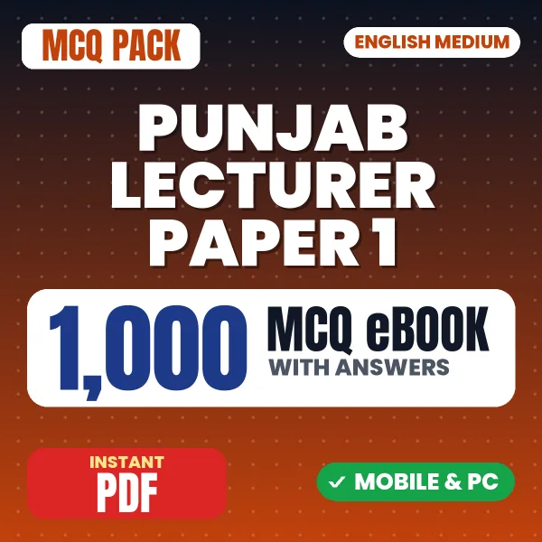 Punjab Lecturer Paper 1 Exam – 1000 MCQ eBook with Answers | English Medium PDF Download