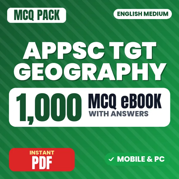 APPSC TGT Paper-1 Geography Exam – 1000 MCQ eBook with Answers | English Medium PDF Download
