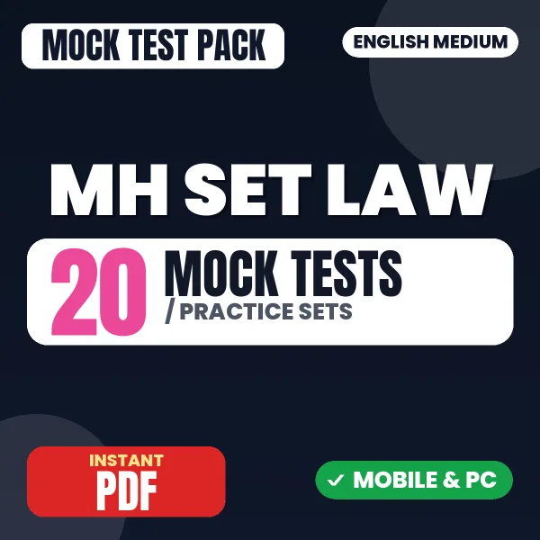 MH SET Law Exam Paper 2 – 20 Mock Tests / Practice Sets | English Medium PDF Download
