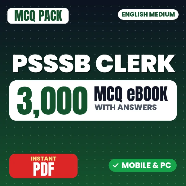 PSSSB Clerk Exam – 3000 MCQ eBook with Answers | English Medium PDF Download