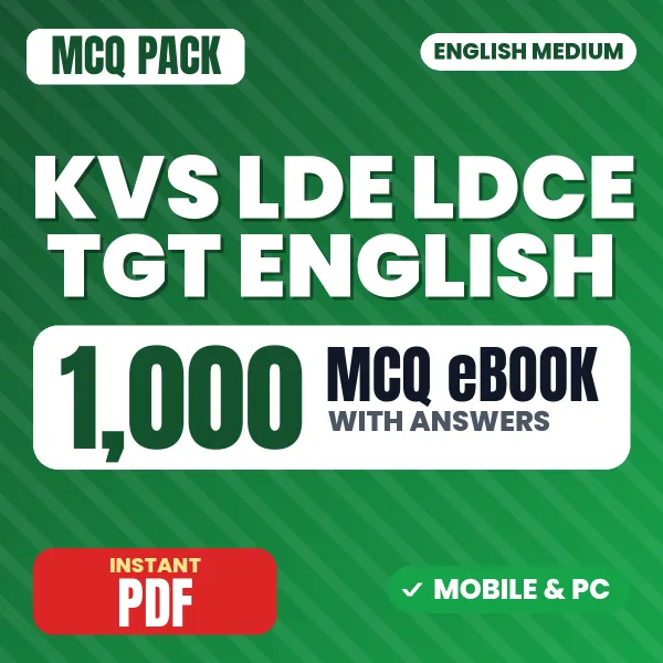 KVS LDE/LDCE TGT (English) Exam Tier 1 – 1000 MCQ eBook with Answers | English Medium PDF Download