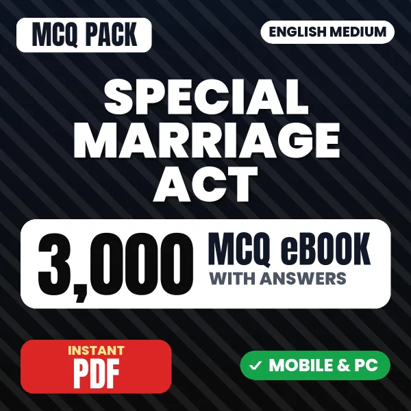 Special Marriage Act, 1954 – 3000 MCQ eBook with Answers | English Medium PDF Download