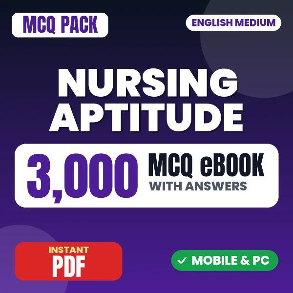 Nursing Aptitude Exam – 3000 MCQ eBook with Answers | English Medium PDF Download