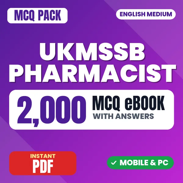 UKMSSB Pharmacist (Allopathic) Exam – 2000 MCQ eBook with Answers | English Medium PDF Download