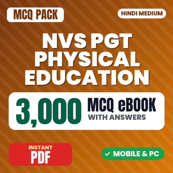 NVS PGT Physical Education Tier-1 Preliminary Exam – 3000 MCQ eBook with Answers | Hindi Medium PDF Download