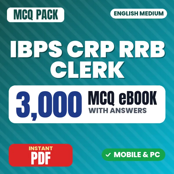 IBPS CRP RRB Clerk Prelims Exam – 3000 MCQ eBook with Answers | English Medium PDF Download