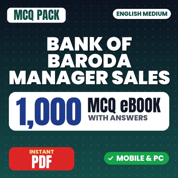 Bank of Baroda SO (Manager - Sales) Exam – 1000 MCQ eBook with Answers | English Medium PDF Download