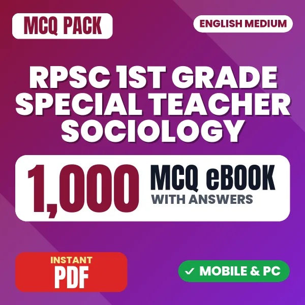 RPSC 1st Grade Special Teacher (Sociology) Paper-1 Exam – 1000 MCQ eBook with Answers | English Medium PDF Download