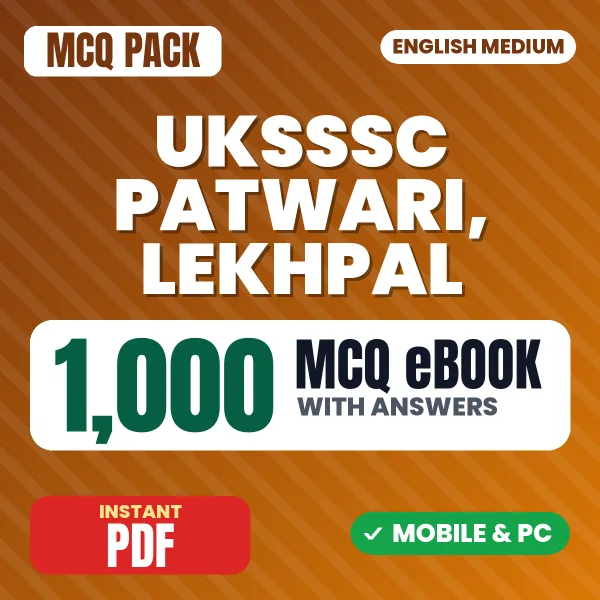 UKSSSC Patwari, Lekhpal Exam – 1000 MCQ eBook with Answers | English Medium PDF Download