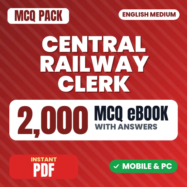 Central Railway Clerk Exam – 2000 MCQ eBook with Answers | English Medium PDF Download