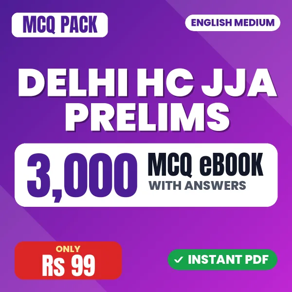 Delhi HC JJA Prelims Exam – 3000 MCQ eBook with Answers | English Medium PDF Download