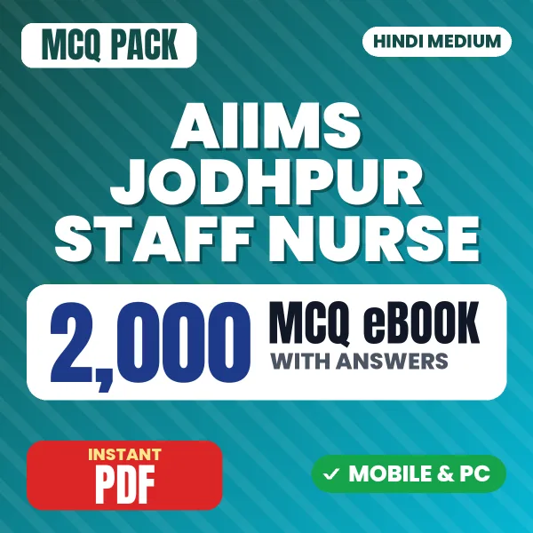 AIIMS Jodhpur Staff Nurse Exam – 2000 MCQ eBook with Answers | Hindi Medium PDF Download