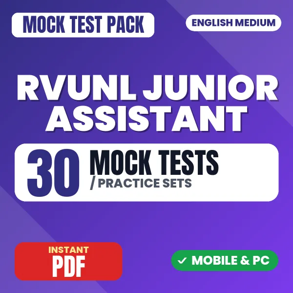 RVUNL Junior Assistant Exam – 30 Mock Tests / Practice Sets | English Medium PDF Download