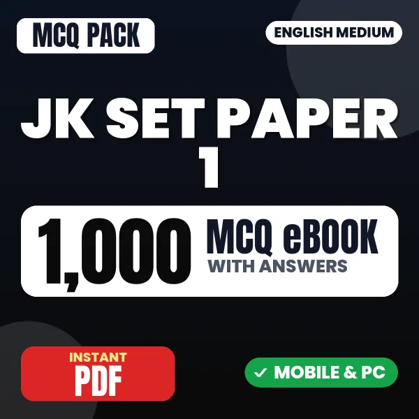 JK SET Paper-I Exam – 1000 MCQ eBook with Answers | English Medium PDF Download